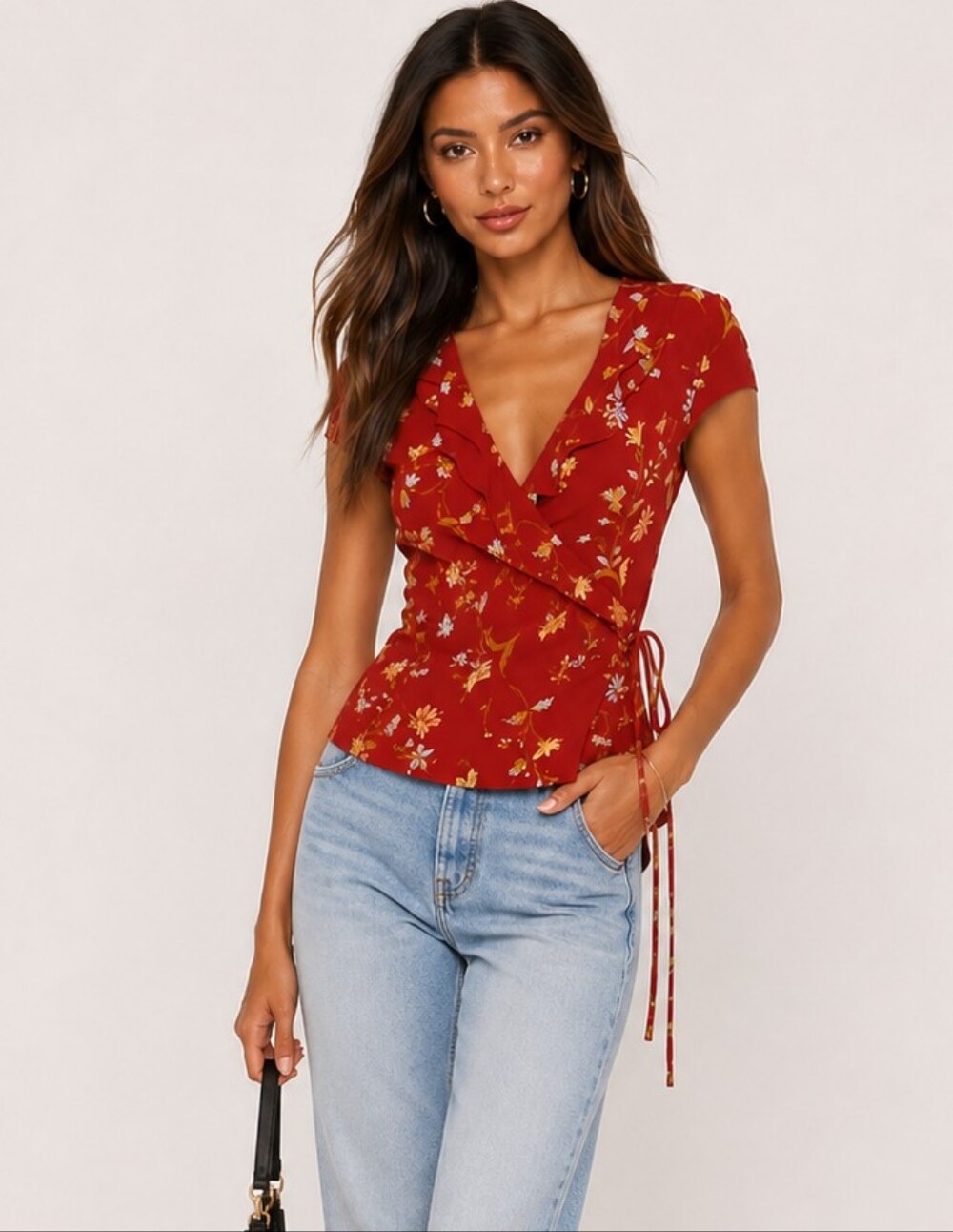 Reformation Clemence Floral Wrap Top New Size 2